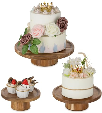 Nuptio Alzatina Dolci Alzata Cake: Set 3 Torte Alzate Alzatine Stand Legno Cupcake Portatorte Torta Esspositori Portatorta Natale Supporto Natalizia