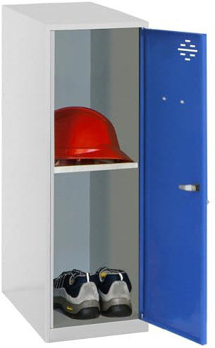 Simon Rack Simonlocker Kommode, klein, 915 x 400 x 500 mm, Amario aus Metall, inkl. Schlüssel, Grau/Blau