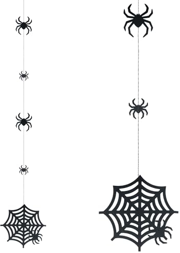 Oblique Unique® Deckenhänger Girlande Spinnennetz und Spinnen Hängedeko Fenster Deko Halloween Karneval Grusel Horror Motto Party
