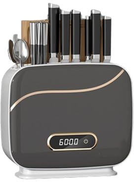 Portacoltelli sterilizzatore UV multifunzionale a parete con coltello per asciugatura e macchina per riporre e sterilizzare le bacchette,Grey