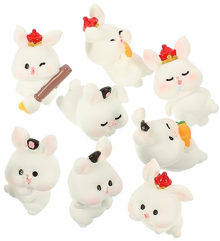 Warmhm 8st Tierkognitionsspielzeug Häschen-kuchendekoration Kaninchen-Kuchen-Deckel Mini-hasenfiguren Feengartenhase Märchengartenkaninchen Hasenornament Armaturenbrett Harz Weiß Pflanze