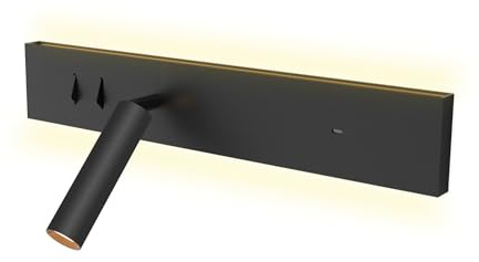 kalb I Avay Bett-Panel mit USB-C, Moderne LED Wandlampe, Flexibles Leselicht mit Lademöglichkeit, Nachtlicht für Schlafzimmer, Energiesparende USB-C Nachttischlampe & Spot schwarz (Rechte Seite)