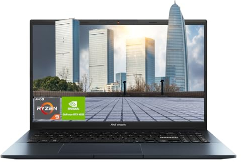ASUS Vivobook Pro 15 Laptop, 15.6 WQHD+ OLED Display, AMD Ryzen 9 7940HS, 32 GB DDR5 RAM, 4 TB SSD, NVIDIA GeForce RTX 4050, QWERTZ Tastatur, Windows 11 Home, Black