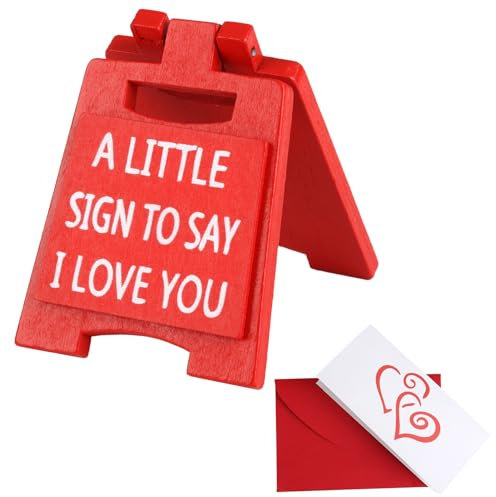 I Love You Valentines Day Cute Gifts for Girlfriend & Boyfriend - Mini Sign Ornaments & Sign Plaque for Home & Desk Decoration
