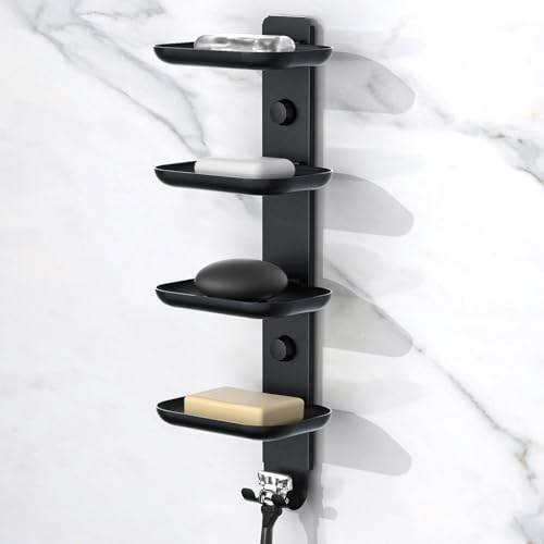 GAGUIUP Selbstklebende Seifenschale für Dusche, Badezimmer, Seifenhalter, Wandmontage - Edelstahl, Schwarz