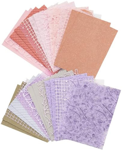 Auiremrti 32 gestrichene Scrapbook-Papierblätter & Netzstoff-Assortiment für Scrapbooking,Bullet Journal, Mixed Media, Kollage & Kartenverzierung,3.9x5.5 Zoll Mehrfarbig