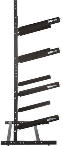 RAD Sportz Kayak Storage Rack - 4-Level Freestanding Adjustable Stand with Padded Arms and 400lb Capacity for Canoes, SUP, or Paddleboards (Black)