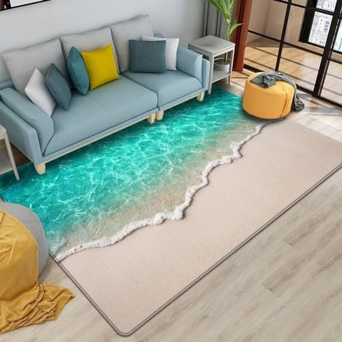 Kinderteppich Strand, Sandlandschaft - Kurzflor Teppich Kinderzimmer Spielteppich Antiallergen Und Extra Weich - Babyzimmer Teppiche Für Junge Und Mädchen Babyteppich 80 X 120 cm / 31.5 X -7L9I0Y7