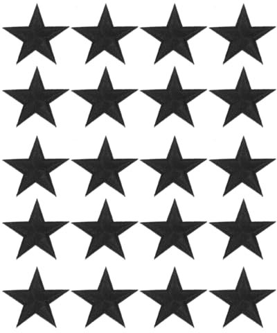 QLEUIFT 20 Stück Stern-Aufnäher zum Aufbügeln, Stickerei, Reparatur-Applikationen, zum Aufbügeln, dekorative Aufkleber für Rucksäcke, Jeans, Mäntel (schwarz)