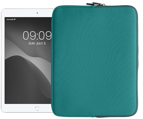 kwmobile Neoprene Pouch Compatible with 13 Tablet - Universal Sleeve Case Cover with Zipper for Tablet - Petrol