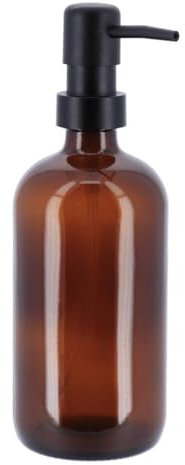 Tendance - Distributeur a savon verre pompe noir mat 500 ml- ambre