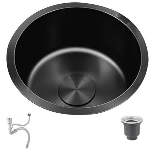 Évier simple en acier inoxydable pour cuisine et bar - Lavabo de petite taille - Facile à nettoyer - Forme ronde (40 x 40 x 20 cm)