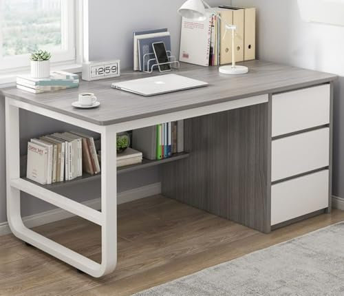 Moderner grauer verstellbarer Stehpult mit 3 Schubladen & Ablagen, multifunktionaler Computer-Arbeitsplatz für Büro und Arbeitsbereich