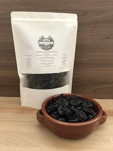 Prugne Secche Denocciolate - Prima Scelta - Senza Zuccheri e Senza Coloranti Artificiali - Formato Richiudibile in Kraft - 1 Kg