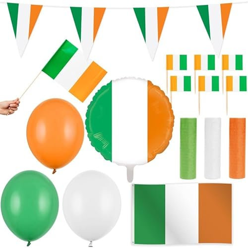 Playflip Irland Party Deko Set 96 TLG. Partyset Partydeko Fussball EM WM St Patrick's Day