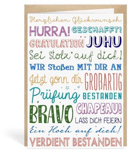 MEJOSER Karte mit Umschlag Abi Bachelor Abschluss Klappkarte Abitur 2025 Geschenke Bestandene Prüfung Geschenk Schulabschluss Führerschein Bestanden mit Sprüchen Studium Schule Ausbildung