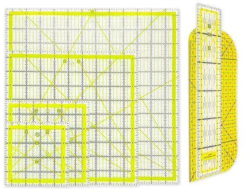 YOZAIUUI 6Pcs Acrylic Quilting Rulers Set - Square Sewing Tools | Patchwork Ruler with Double-Sided Colored Grid Lines for Precision Fabric Cutting Craft Projects