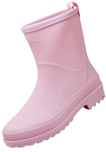 Stivali da pioggia corti per donna stivaletti da pioggia slip on stivali da giardino in gomma da lavoro esterno con comfort ultimi stivali da uomo, rosa, 38 EU