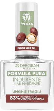 Deborah Milano - Smalto Formula Pura Trattamento Indurente per Unghie che si Spezzano, Vegan, con Ingredienti Naturali e Olio di Semi di Kukui, Dona Forza, Nutrizione e Flessibilità, 8.5 ml