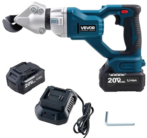 VEVOR Cisaille à Tôle Électrique, 20 V CC, Cisaille à Métaux sans Fil avec Tête Pivotante 360°, Double Lame, pour Acier Galvanisé 1,22 mm, Acier Inoxydable 1 mm, Aluminium, Plastique, Carton, 2800 SPM