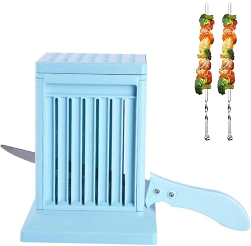 Professional Kebab Maker & Meat Skewers Machine – 49-Hole Skewer Tool for BBQ, Outdoor Kitchen & Garden Parties (Blue)