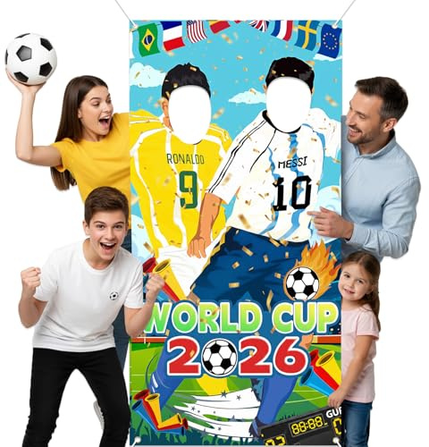 World Cup Football 2026 Photo Backdrop Banner 180x90cm Indoor Outdoor Party Decorations Wall Decoration World Cup Fan Merchandise Gifts for Supporters Watching the Game and Family