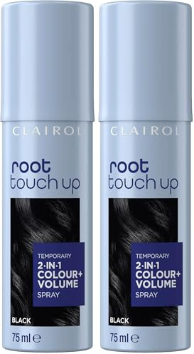 Clairol root touch up color + volume 2 in 1 spray black, 75ml (Pack of 2)
