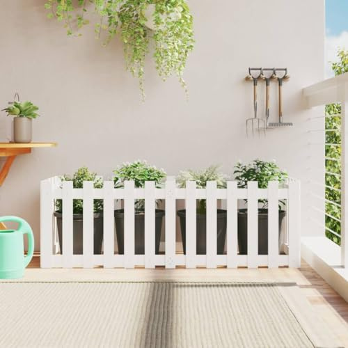 Hochbeete Für Garten Metall, Hochbeet Lattenzaun-Design Weiß 150x50x50 cm Massivholz Kiefer für Garten, Terrasse, Balkon und Wohnräume
