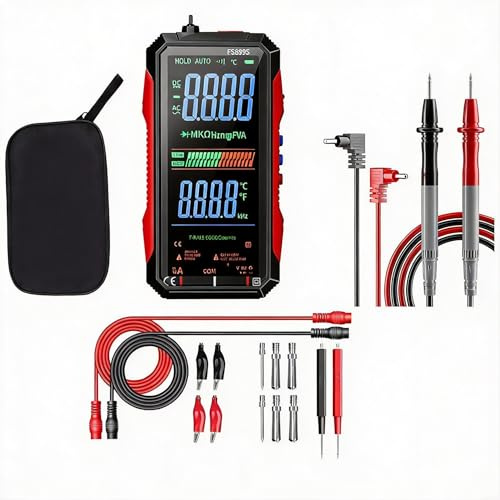 FS899S Digital Multimeter, Desktop Digital Multimeter, True RMS 6000 Count, Large Backlit Display, For Voltage Current Capacitance Resistance Frequency Ambient Temperature(FS899S-BAG-16-in-1)
