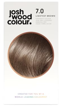 Josh Wood Colour - Ammonia-Free Hair Dye - Permanent Hair Colour with 100% Grey Coverage - Vegan Friendly, Natural-Looking Results, Shiny & Hydrated Hair | 7.0 (Lightest Brown) (Pack of 2)