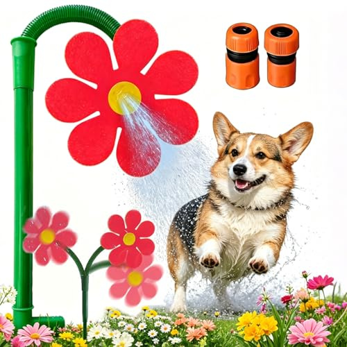 Daisy Sprinkler, Wassersprinkler Kinder Outdoor, Sprinkler Wassersprenger Kinder mit 2 Adaptern für Rasen Garten, Sprinkler Spiele für Kinder Gartenspielzeug Garten Draußen Wasserspiel Garten