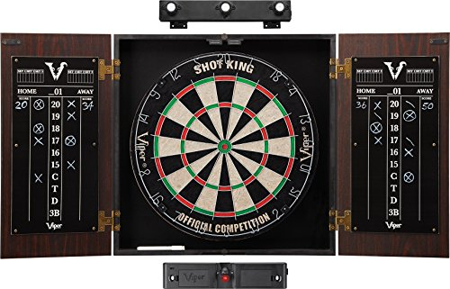 Viper Stadion Spitze aus Sisal/Bristle Dartscheibe & Schrank Bundle, Stadium Sisal/Bristle Steel Tip Dartboard & Cabinet Bundle: Elite Set (Shot King Dartboard and Darts)