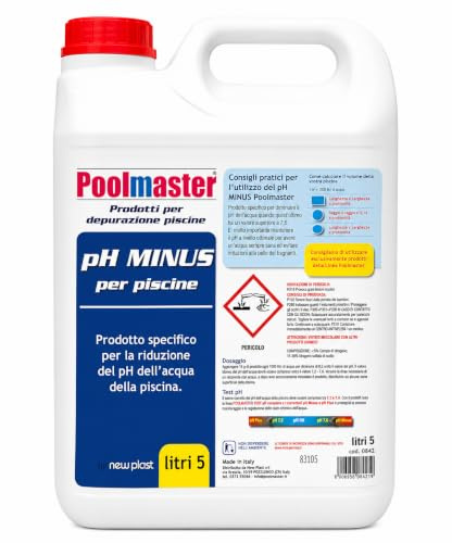 New Plast 0842, PH Minus per Piscina Correttore Riduttore di pH, 5L | Ripristina il corretto equilibrio dell'acqua in modo efficace