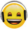 alles-meine.de GmbH 3 Stück Bügelbilder - Emoji - lachendes Gesicht mit Kopfhörer - 6,8 cm * 6,8 cm - Aufnäher & Applikationen - gewebter Flicken - Bügelflicken/Hosenfli..
