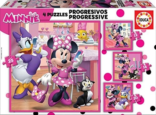 Educa 17630 Progressive Minnie Happy Helpers 12-16-20-25, Spiel, Cranberry