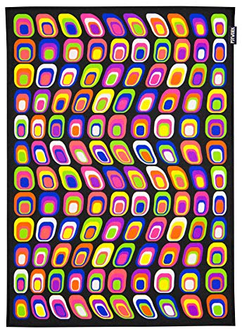 PSYWORK Schwarzlicht Stoffposter Neon | Neon Retro | 0,5 x 0,7m | UV-aktiv | fluoreszierend | Wandbehang Stoffbanner Poster Wandbild Kunstdruck Dekobild Dekoration Wandteppich