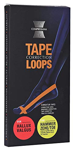 COMPRESSANA TAPE LOOPS - Korrektur-Schlaufen für Hallux valgus und/oder Hammerzeh Fehlstellungen - Zehenspreizer ohne Silikon - 1 Paar - Größe 41-42 - Farbe Ocean