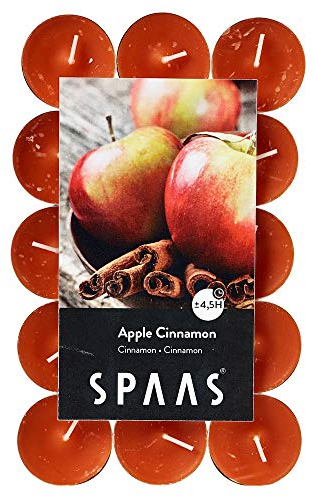 SPAAS 30 Bougies chauffe-plats parfumées, ± 4,5 heures - Apple Cinnamon