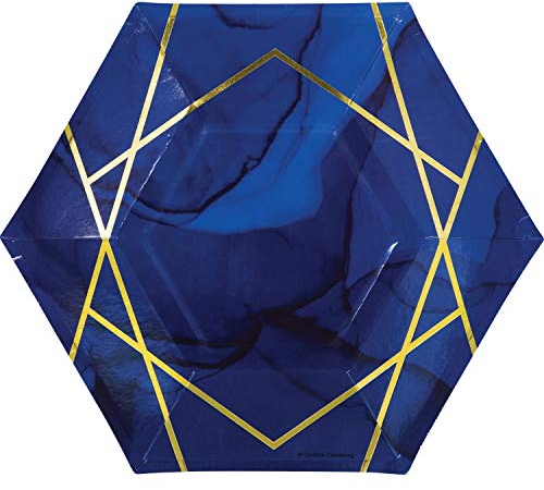 Creative Party PC343979 - Platos de papel para postre (8 unidades), color azul y dorado