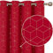 Deconovo Functional Blackout Curtains Eyelet Curtains Thermal Insulated Curtains Gold Diamond Printed Curtains for Bedroom Red W52 x L54 Inch One Pair