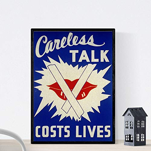 Nacnic Vintage Poster Weinlese-Plakat Weltkrieg US-Propaganda „Careless talk“. A3 Größe