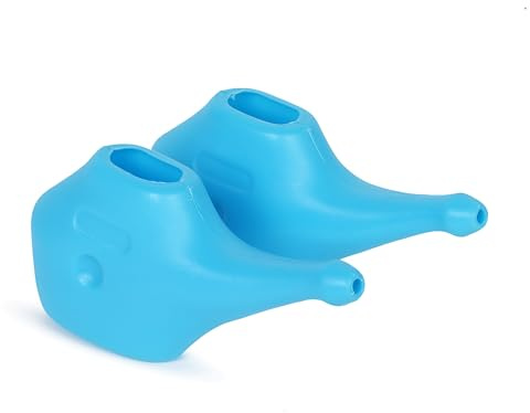 Pot Neti économique, léger et durable - Pratique, compact et passe au lave-vaisselle Traitement naturel respectueux de l'environnement pour les sinus et la congestion (2 pièces, bleu)