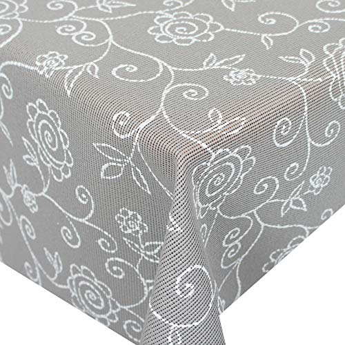 Miami Gartentischdecke Tischdecke Meterware Outdoortischdecke Campingtischdecke Mediterran Grau Eckig 110 x 140 cm Outdoor Camping