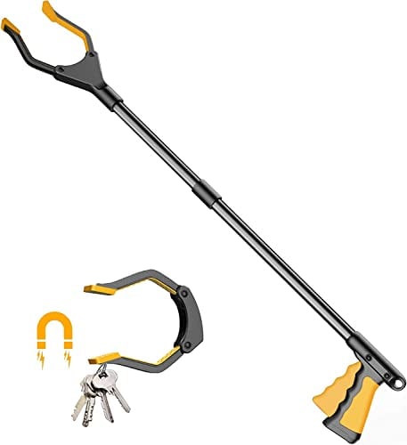 YAUNGEL Garten Greifer,Greifzange für senioren,Müllzange, Lange 81 cm Greifzange Stick mit starkem Griff magnetische Spitze, Lightweight 90° Drehbarer Kopf für Müll/Wurf Pflücker, Hand greifer