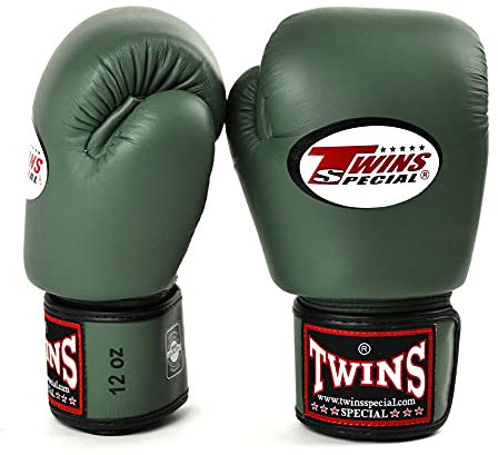 Twins Boxing Gloves BGVL3 Muay Thai Sparring Gloves 10oz 12oz 14oz 16oz Adult Kickboxing Hook & Loop Training Gloves (10oz, Olive Green)