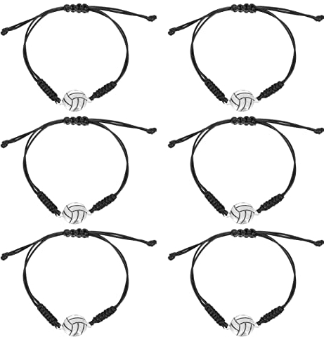 MILISTEN 6 Stück Volleyball-Armbänder Geschenke, verstellbares Volleyball-Charm-Armband, Perlenarmband, Fußball-Handketten, Basketball, Rugby-Armbänder für Mädchen Jungen Team, Volleyball