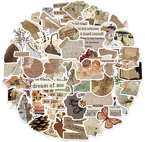 100 Stück Vintage Aufkleber, Sticker Aesthetic für Wasserflaschen, Scrapbooking, Laptops,Wasserfeste Vinyl Aufkleber für Kinder Mädchen Jugendliche
