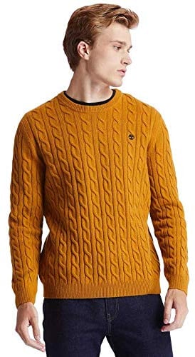 Timberland Herren Phillips Brook Cable Crew Neck Sweater Wheat Boot Sweatshirt, Weizenboot, Small