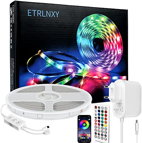 LED Strip 20m Schlafzimmer RGB Led Streifen Bluetooth Lichtband 5050 Stripes mit App und Fernbedienung, Musikrhythmus Sync Dimmbar Farbwechsel Timer, LED Leiste Band 24V Netzteil Lichterkette