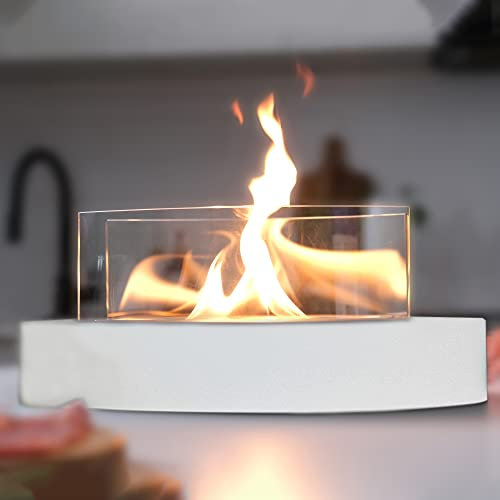 SAVGE Tisch-Feuerstelle – 90+ min Brenndauer, Tischkamin, Feuerschale, Mini-Kamin, Smores Maker, Mini-Feuerstelle, Innen-Feuerstelle, rauchfreie Feuerstelle (Metall, weiß)